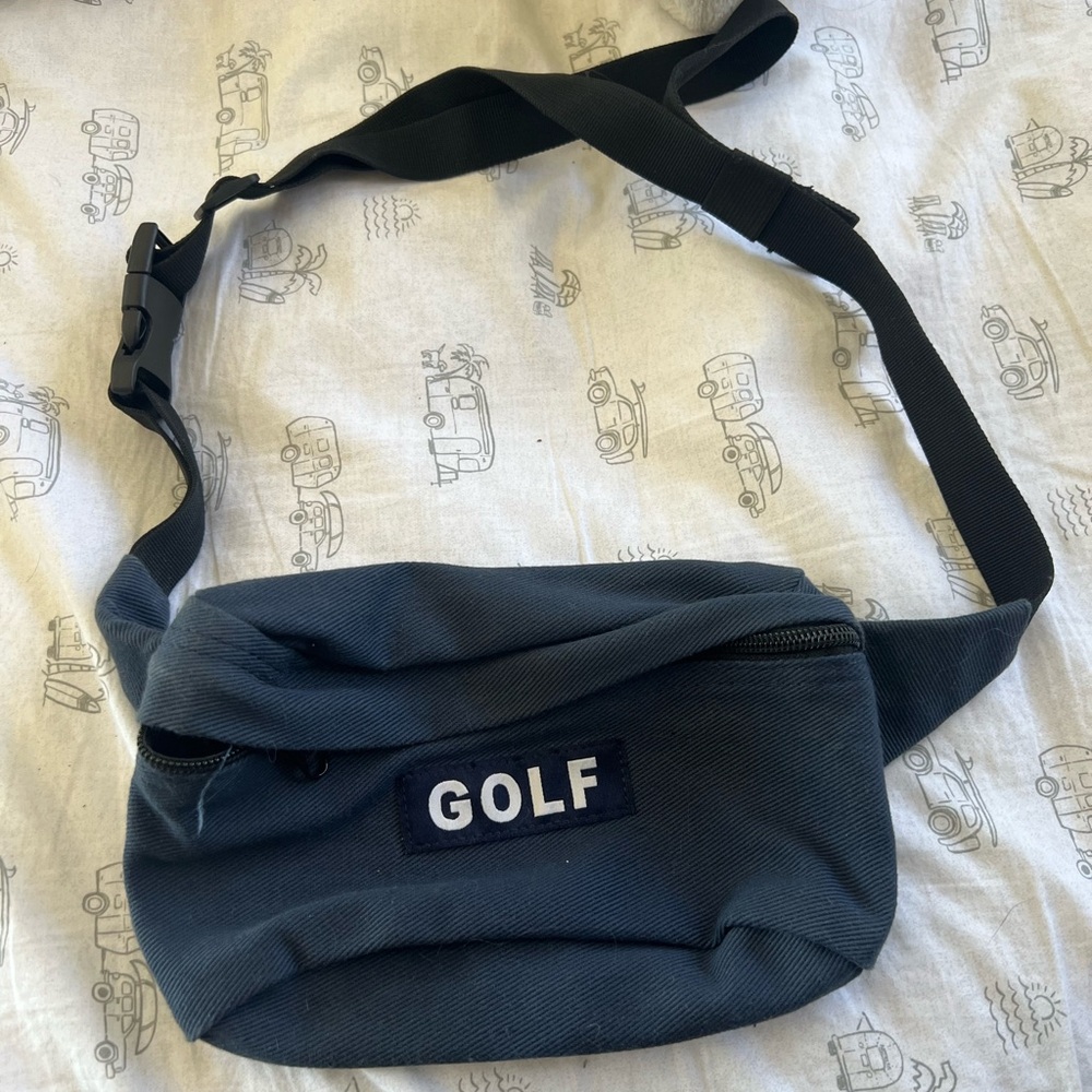 Navy Men's Belt Bag with Logo Patch